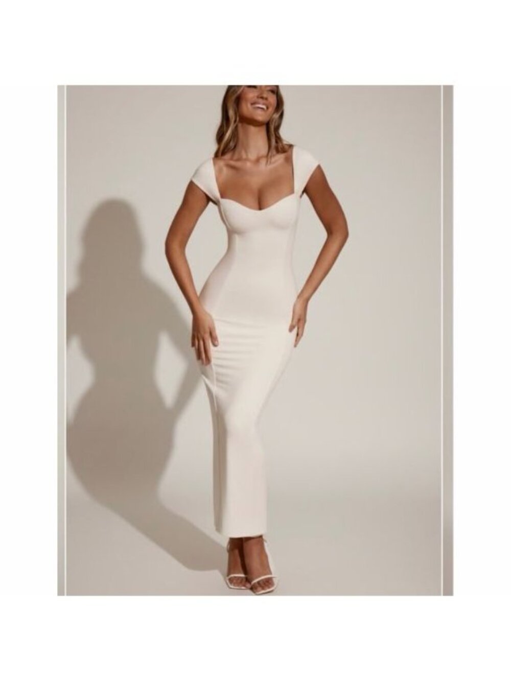 NWOT Oh Polly Dolcezza Ivory Sweetheart Cap Sleeve Maxi Dress US 2
